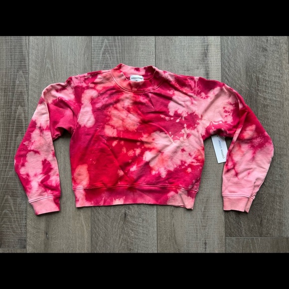 Cotton Citizen Milan Tie Dye Crop Sweatshirt in Poppy Blast Size XS - Picture 2 of 7